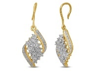 Bevilles Jewellery 9ct Yellow Gold Drop Earrings with 0.20ct of Diamonds offer