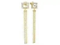Guess G Multi Chain Square Gold Plated G Squared Pave Long Earring
