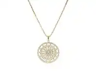 Crystal Geo Disc Necklace in Yellow Stainless Steel