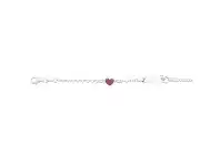 Children's Sterling Silver Pink Enamel Heart Belcher ID Bracelet