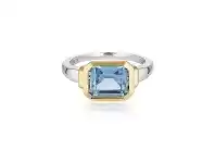 Georgini Emilio Blue Topaz Silver & Gold Zion Ring - 8