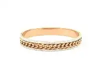 Two Row Pave Crystal Bangle in Rose Stainless Steel