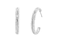 Bevilles Jewellery Stainless Steel White Pave Crystal Hoop Earrings offer