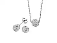 Bevilles Jewellery Stainless Steel with White Crystal Necklace And Stud Earring Set offer