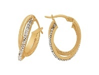 Bevilles Jewellery 9ct Yellow Gold Silver Infused Crystal Double Oval Hoop Earrings offer