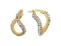 Bevilles Jewellery 9ct Yellow Gold Silver Infused Crystal Oval Twist Hoop Earring offer