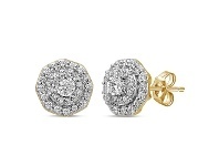 Bevilles Jewellery Brilliant Illusion Halo Earrings with 1/2ct of Diamonds in 9ct Yellow Gold offer