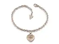 Bevilles Jewellery Guess Follow My Charm Rose Gold Plated Chain Heart Pendant Bracelet offer