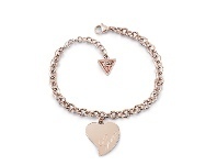 Bevilles Jewellery Guess Love Rose Gold Plated Guess Love Heart Charm Bracelet offer