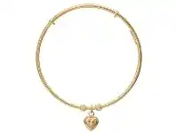 Children's Adjustable Heart Bangle in 9ct Yellow Gold Silver Infused