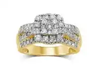 Bevilles Jewellery Brilliant Square Fancy Ring with 1.00ct of Diamonds in 9ct Yellow Gold offer