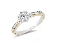 Bevilles Jewellery Enchanted Disney Fine Jewelry 9ct White and Yellow Gold Belle Engagement Ring with 1/3ct of Diamonds - L offer