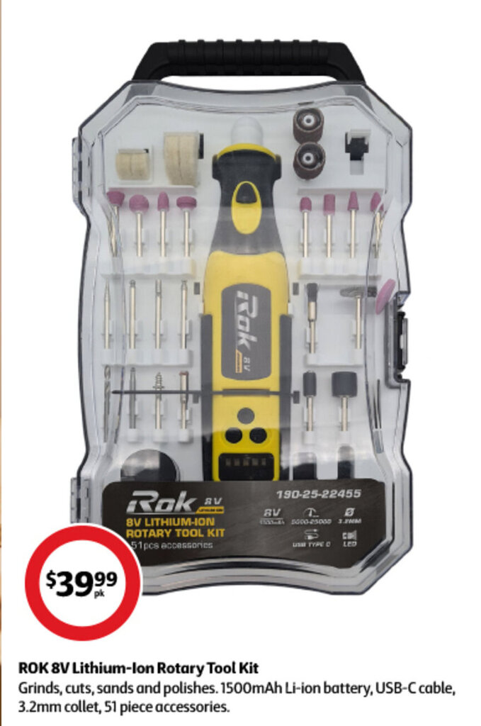 ROK 8V LithiumIon Rotary Tool Kit offer at Coles