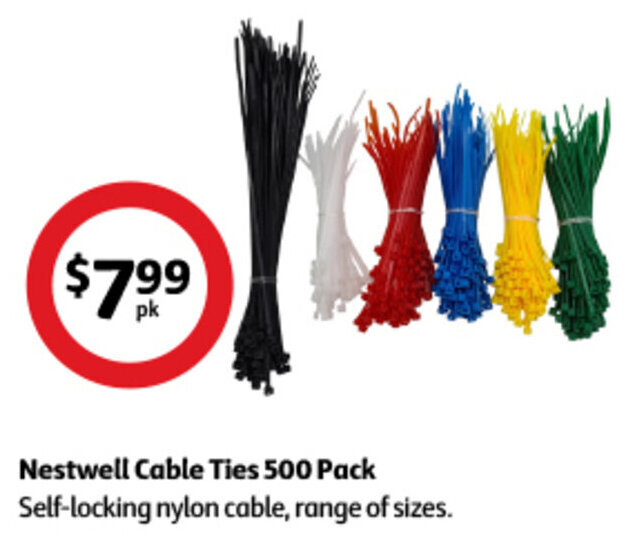 Nestwell Cable Ties 500 Pack offer at Coles
