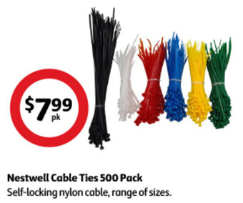 Coles Nestwell Cable Ties 500 Pack offer