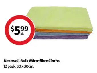 Coles Nestwell Bulk Microfibre Cloths 12 pack, 30 x 30cm. offer