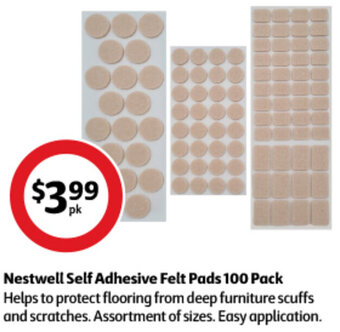 Coles Nestwell Self Adhesive Felt Pads 100 Pack offer
