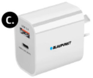 Coles C. Dual Wall Adaptor 1x USB-C and 1x USB. offer