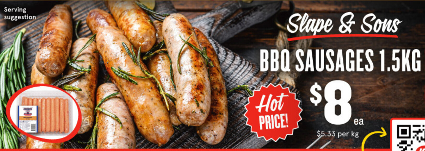 Slape & Sons BBQ SAUSAGES 1.5KG offer at IGA