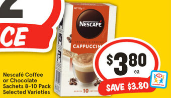 IGA Nescafé Coffee or Chocolate Sachets 8-10 Pack Selected Varieties offer