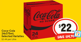 IGA Coca-Cola 24x375mL Selected Varieties offer