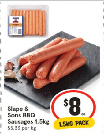 IGA Slape & Sons BBQ Sausages 1.5kg offer