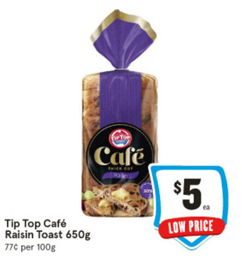 IGA Tip Top Café Raisin Toast 650g offer