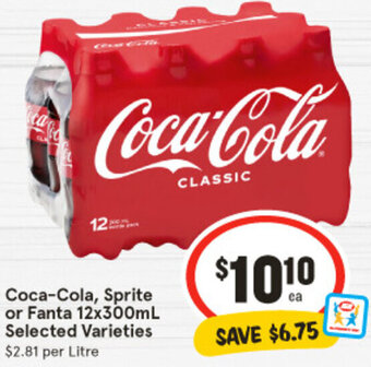 IGA Coca-Cola, Sprite or Fanta 12x300mL Selected Varieties offer
