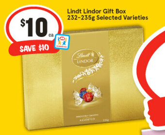 IGA Lindt Lindor Gift Box 232-235g Selected Varieties offer