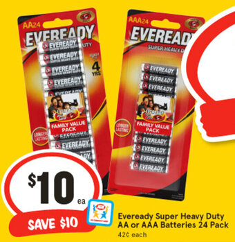 IGA Eveready Super Heavy Duty AA or AAA Batteries 24 Pack offer