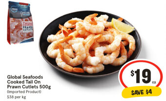 IGA Global Seafoods Cooked Tail On Prawn Cutlets 500g (Imported Product) offer