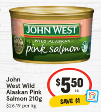 IGA John West Wild Alaskan Pink Salmon 210g offer