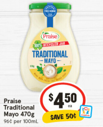 IGA Praise Traditional Mayo 470g offer