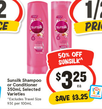 IGA Sunsilk Shampoo or Conditioner 350mL Selected Varieties offer