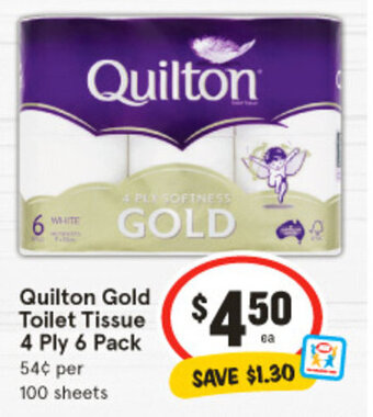 IGA Quilton Gold Toilet Tissue 4 Ply 6 Pack offer