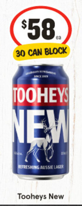 IGA Tooheys New 30 CAN BLOCK offer