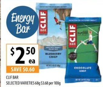 Supabarn CLIF BAR SELECTED VARIETIES 68g offer