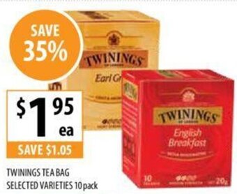 Supabarn TWININGS TEA BAG SELECTED VARIETIES 10 pack offer