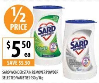 Supabarn SARD WONDER STAIN REMOVER POWDER SELECTED VARIETIES 950g/1kg offer