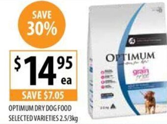 Supabarn OPTIMUM DRY DOG FOOD SELECTED VARIETIES 2.5/3kg offer