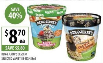 Supabarn BEN & JERRY'S DESSERT SELECTED VARIETIES 427/458ml offer
