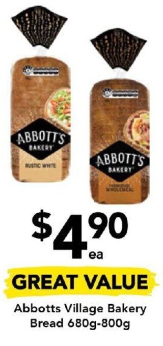 Drakes Abbotts Village Bakery Bread 680g-800g offer