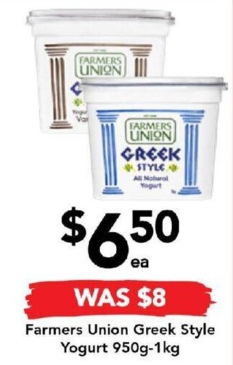 Drakes Farmers Union Greek Style Yogurt 950g-1kg offer