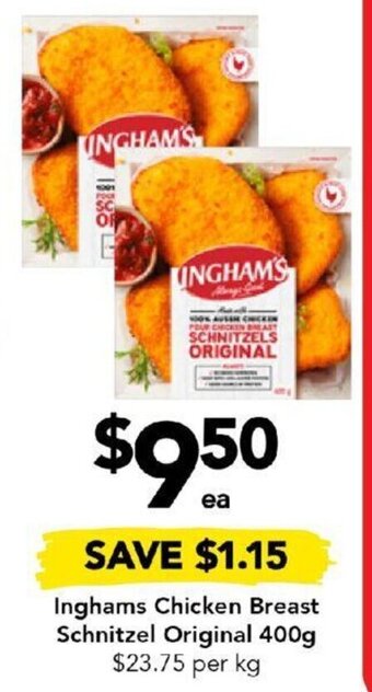 Drakes Inghams Chicken Breast Schnitzel Original 400g offer