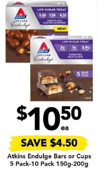 Drakes Atkins Endulge Bars or Cups 5 Pack-10 Pack 150g-200g offer