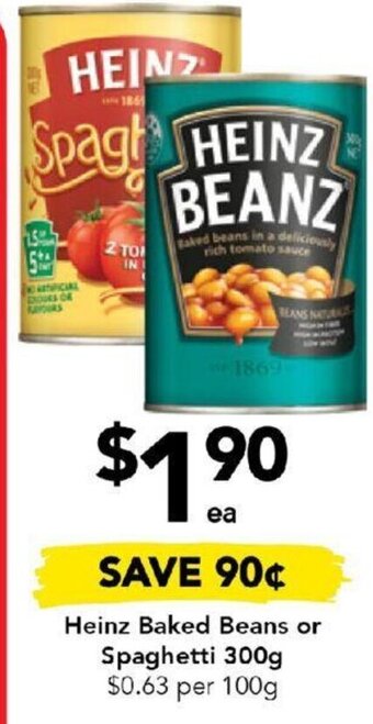 Drakes Heinz Baked Beans or Spaghetti 300g offer
