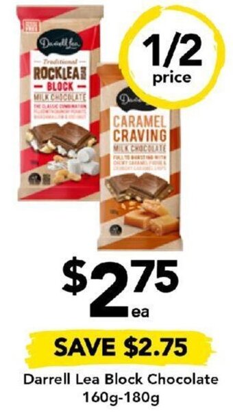 Drakes Darrell Lea Block Chocolate 160g-180g offer