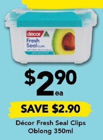 Drakes Décor Fresh Seal Clips Oblong 350ml offer
