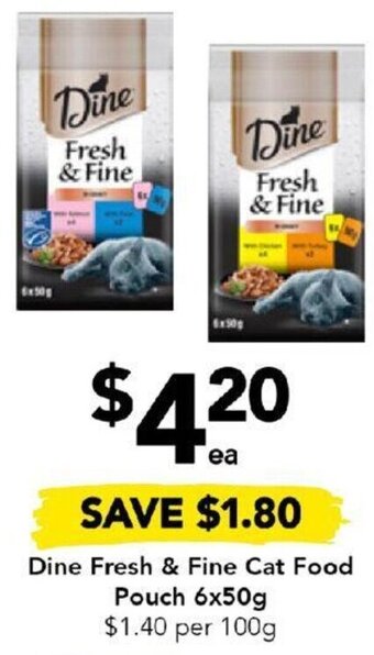 Drakes Dine Fresh & Fine Cat Food Pouch 6x50g offer