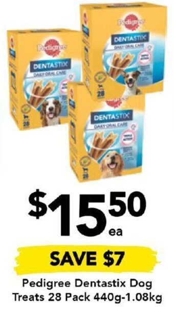 Drakes Pedigree Dentastix Dog Treats 28 Pack 440g-1.08kg offer